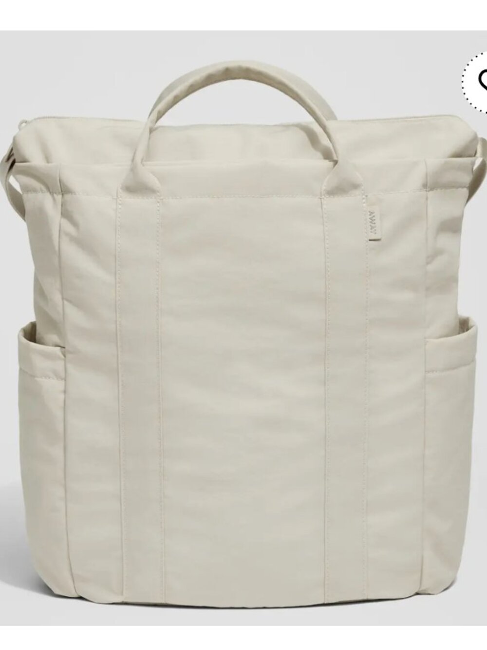AWAY Travel Crossbody Tote Bag Beige Nylon Multi Pocket Shoulder Bag Everyday
